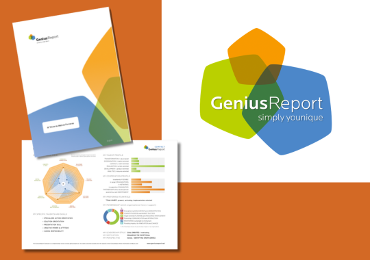 Logotipo de GeniusReport, informe de personalidad y talento de 64keys